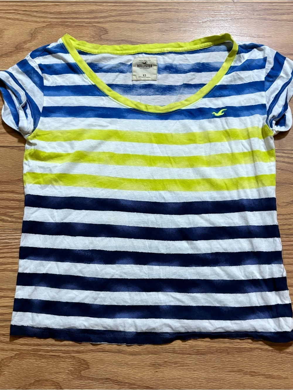 Y2K 2000s Hollister Lightweight Thin Blue Green Striped Shirt XS